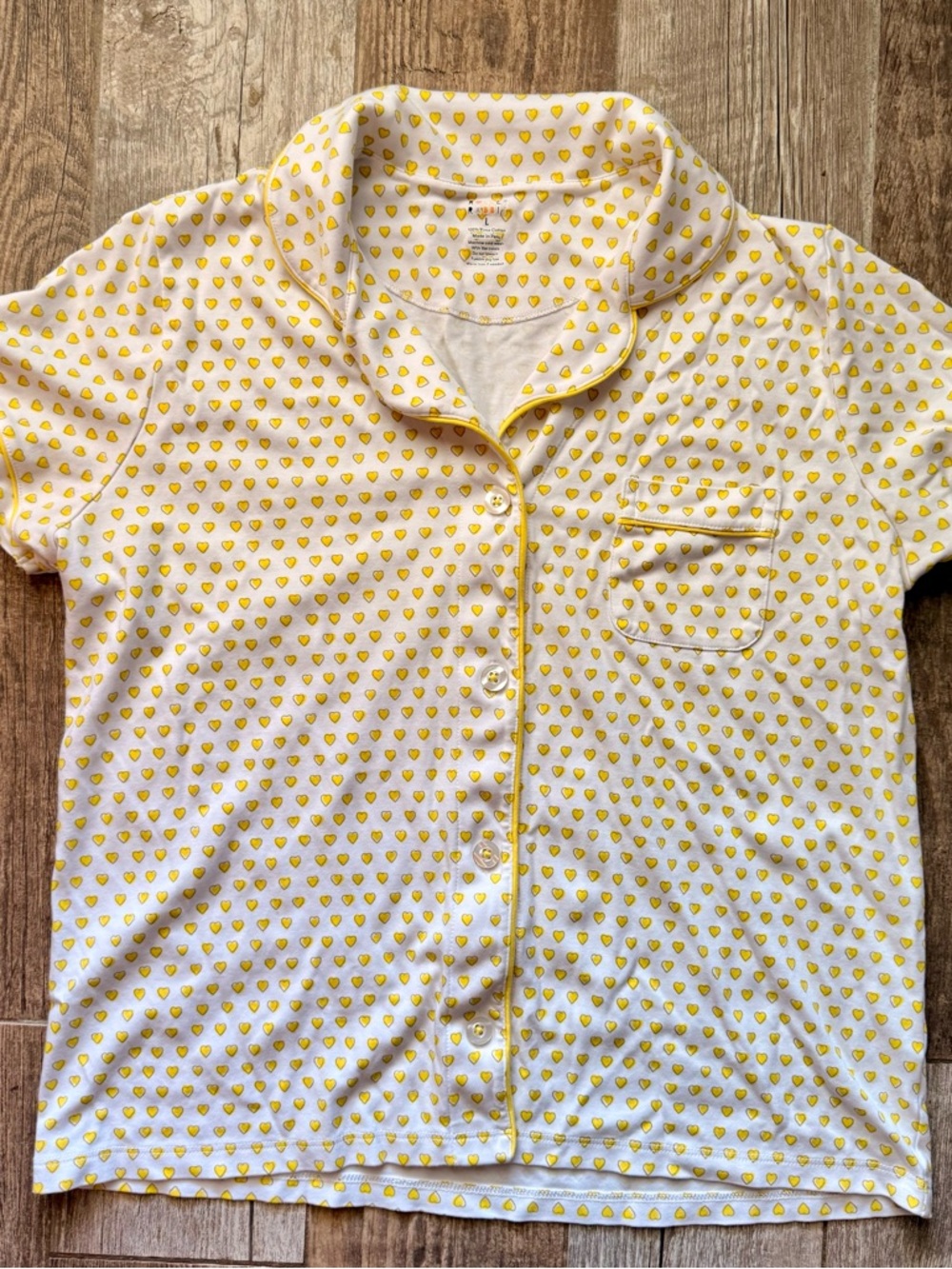 Roller Rabbit Yellow Hearts Polo pajama shorts set 100% Pima cotton womens large - Picture 2 of 6
